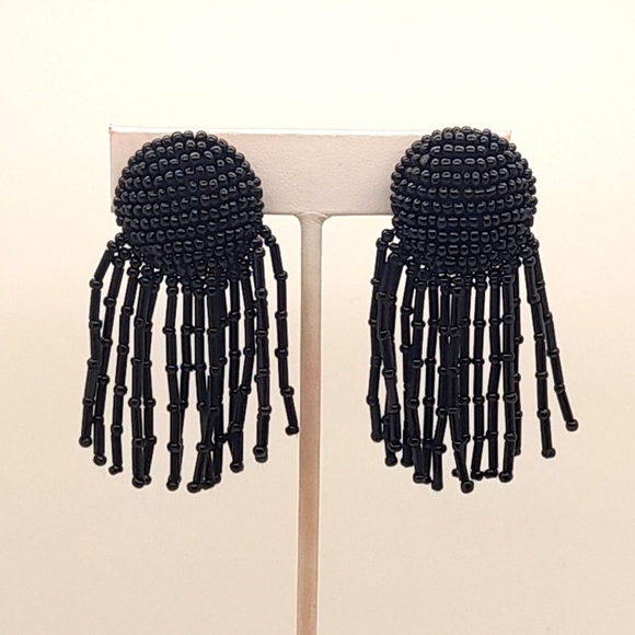 2:$30 Rare Black Beaded Tassel Earrings - Picture 5 of 5